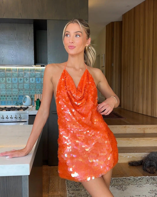 KARINA | Neckholder-Minikleid mit Pailletten