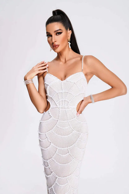 STORMI | Perlenbesetztes Midikleid