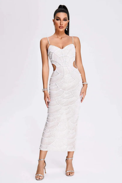 STORMI | Perlenbesetztes Midikleid
