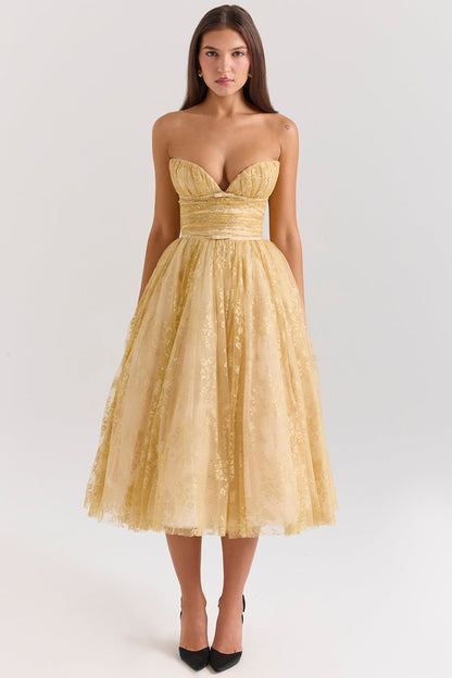Millie | Goldenes Korsettkleid