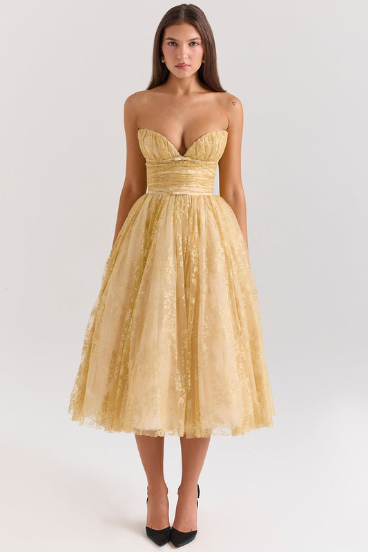 Millie | Goldenes Korsettkleid