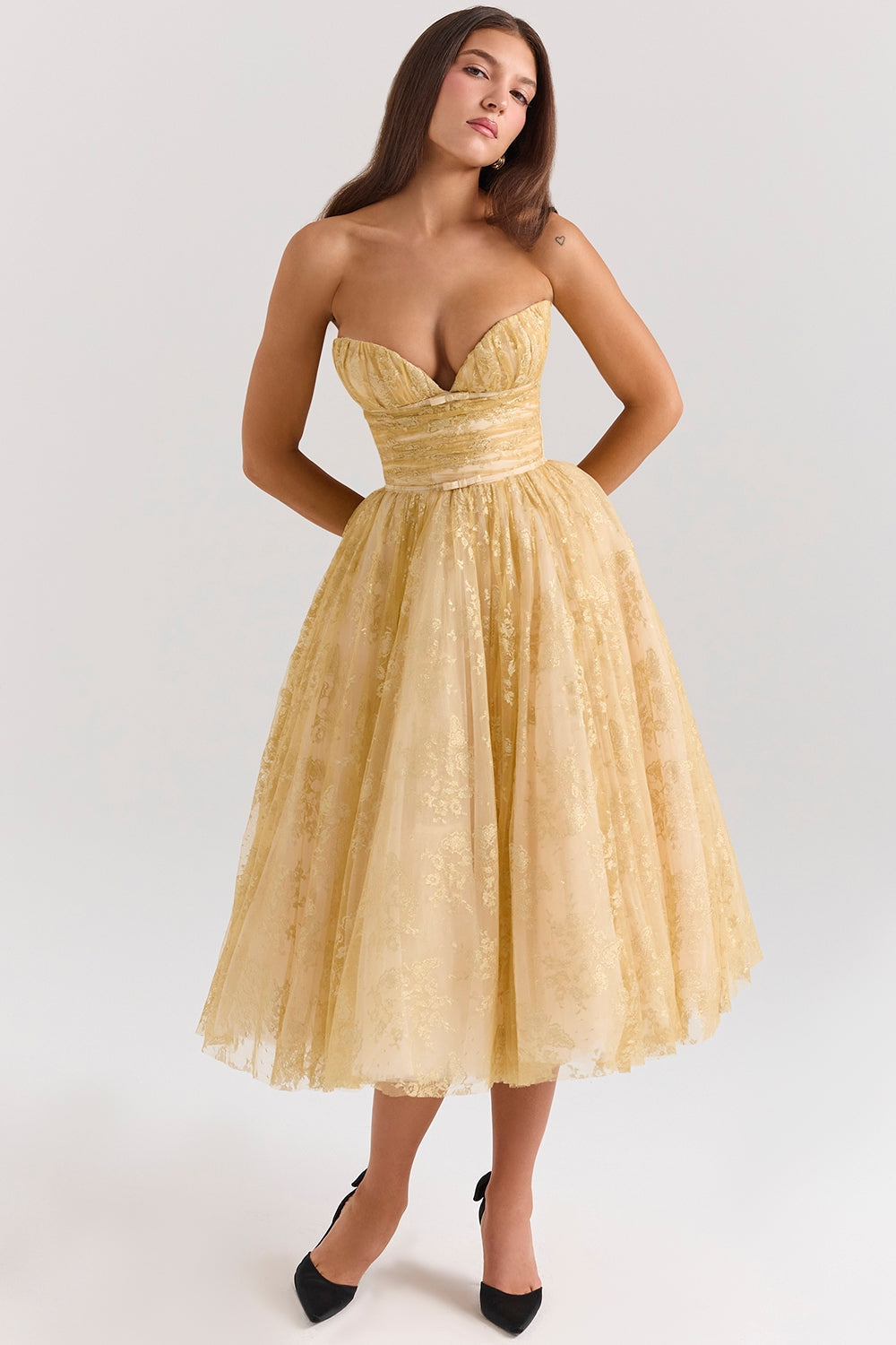 Millie | Goldenes Korsettkleid