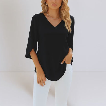 KARIN | ELEGANTE BLUSE MIT V-AUSSCHNITT